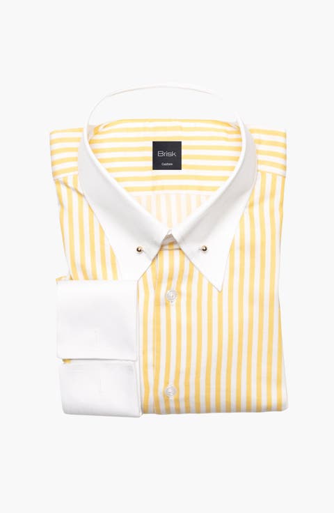 Yellow Bengal Stripe Pima Cotton Dress Shirt