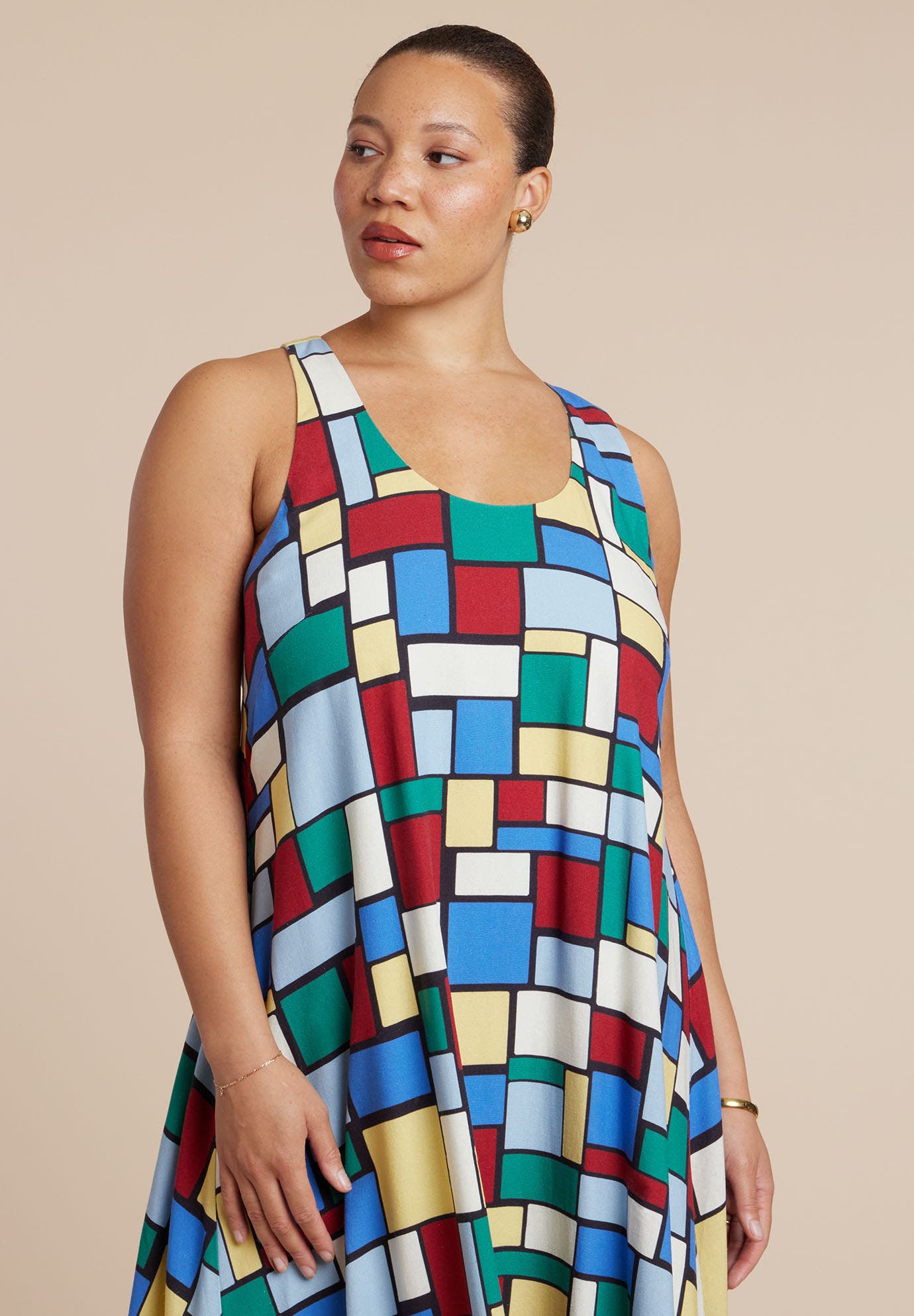 Printed Linen Trapeze Dress - image 2