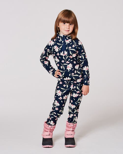Deux Par Deux Two-piece Thermal Underwear Set Flower In Blue