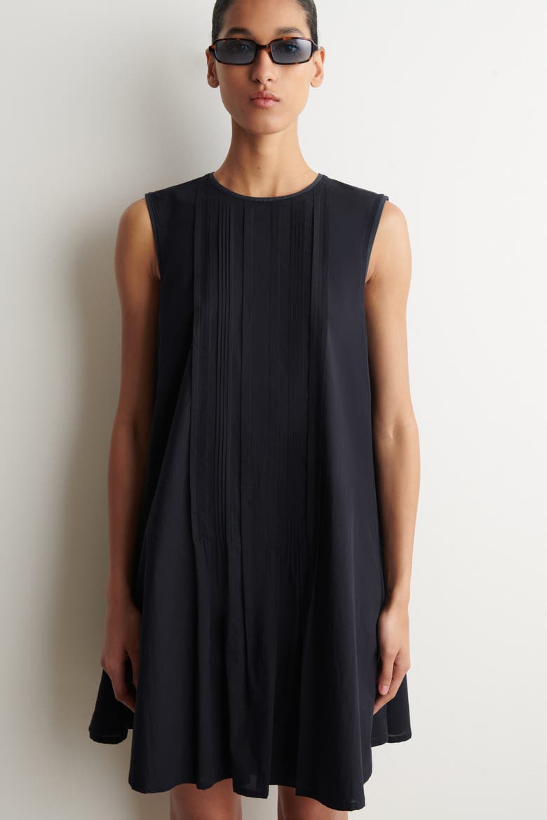 Layered Pintucked Mini Dress, Alternate, color, NAVY