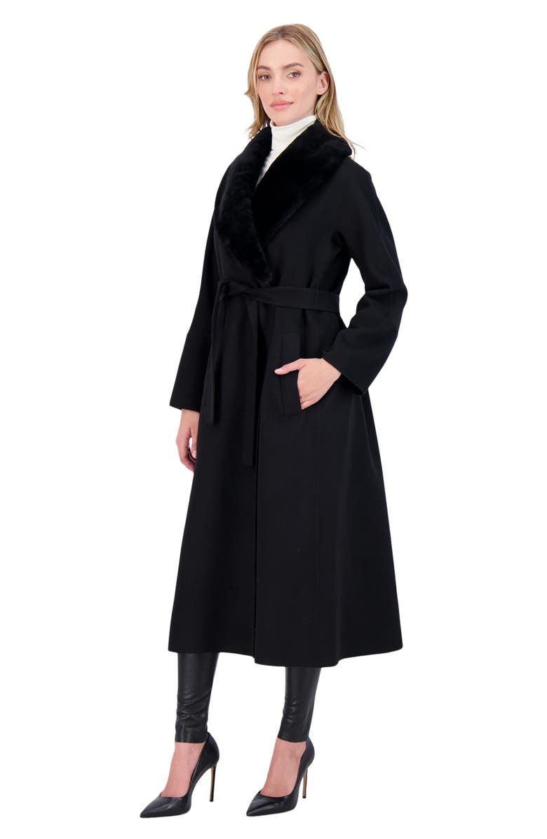 GORSKI Loro Piana Wool Short Coat With Shearling Lamb Collar, Alternate, color, Black