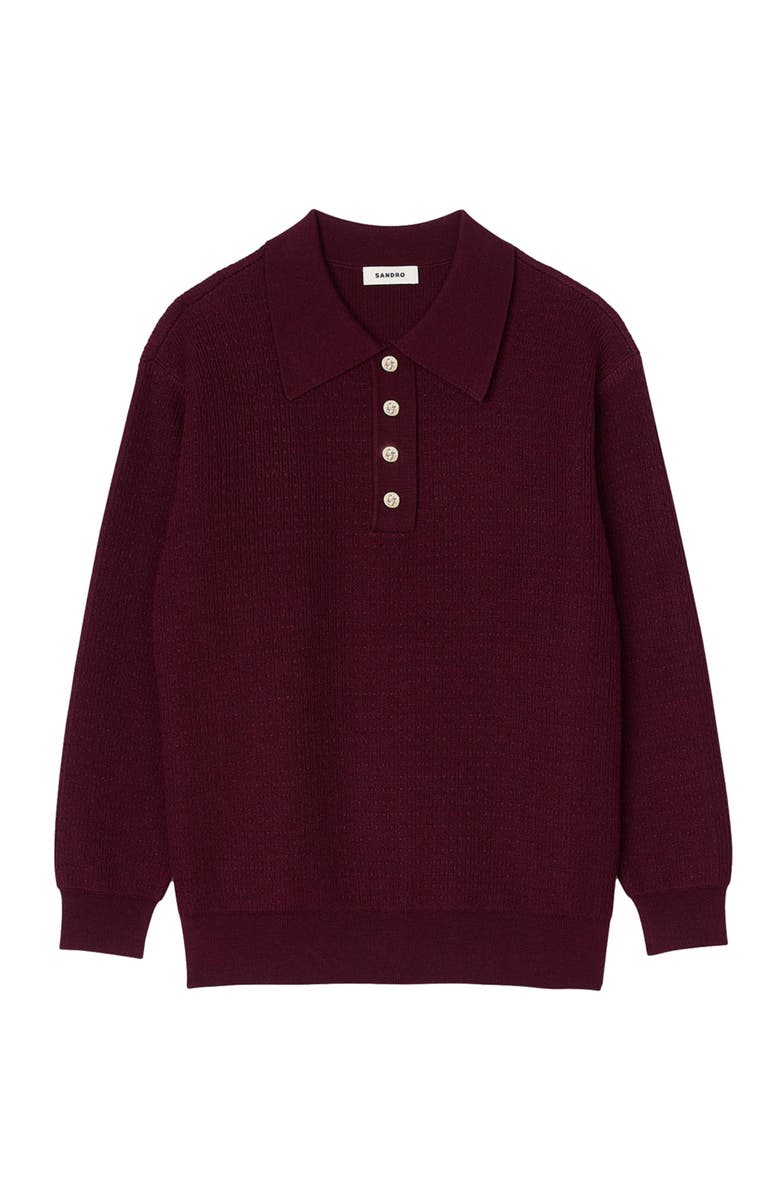 SANDRO Cable knit polo-neck sweater, Alternate, color, 