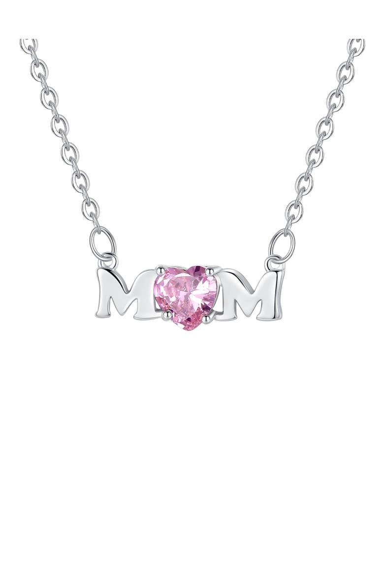 Hollywood Sensation Mom Necklace with Pink Cubic Zirconia, Main, color, Silver