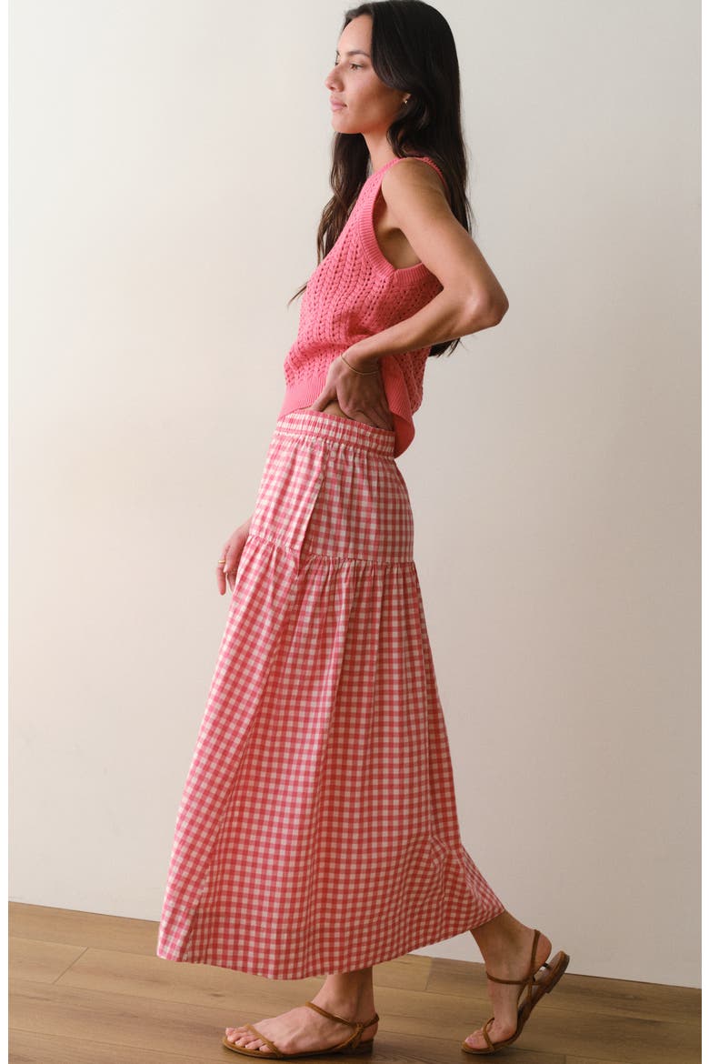 Gia Poplin Tiered Maxi Skirt, Alternate, color, CHERRY GINGHAM