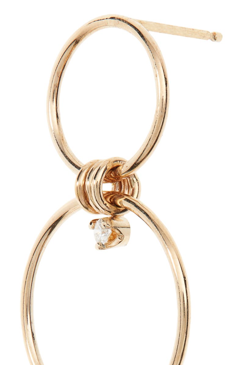 Zoë Chicco Triple Circle Drop Earrings, Alternate, color, Yellow Gold/ Diamond