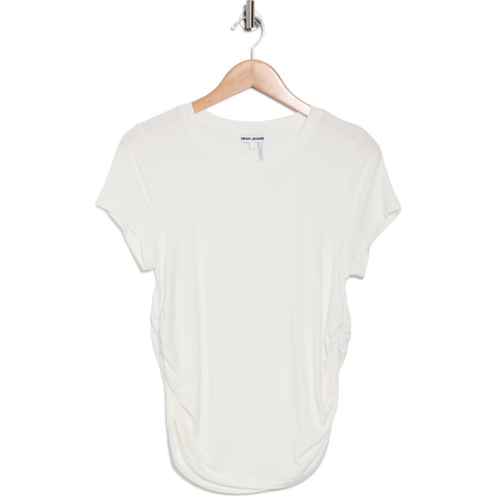 Shop Dkny Jeans Ruched Short Sleeve T-shirt In Ivory
