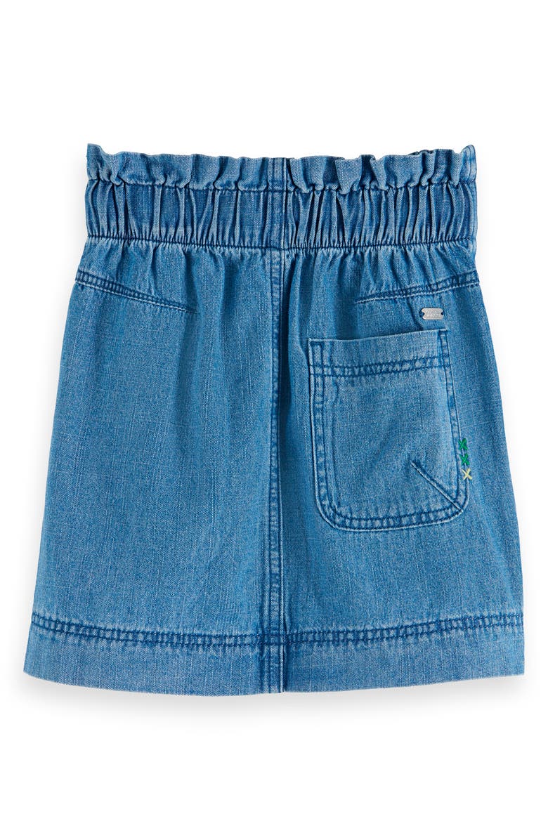 Scotch & Soda Kids' Paperbag Waist Denim Skirt, Alternate, color, Washed Indigo
