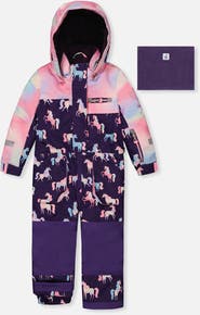 Deux par Deux Play Unicorn Hood & Expandable Sleeve One Piece Snowsuit