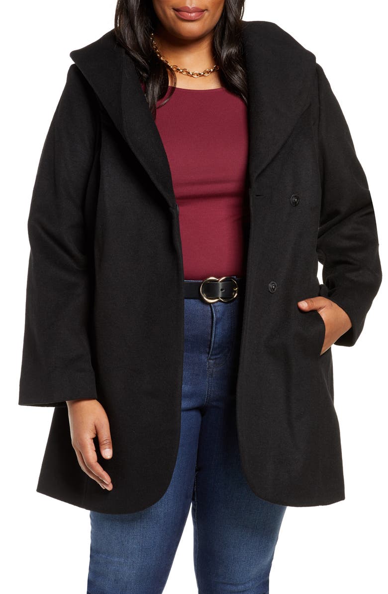 Halogen<sup>®</sup> Wool Blend Hooded Wrap Coat, Main, color, 