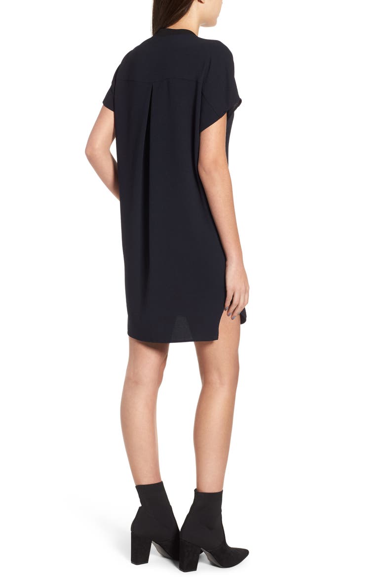ASTR V-Neck Crepe Shift Dress, Alternate, color, BLUE