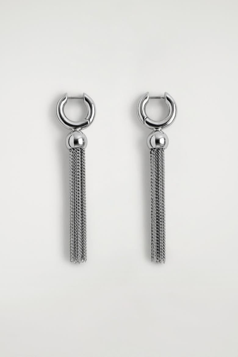 Tasselled Earrings, Main, color, SILVER