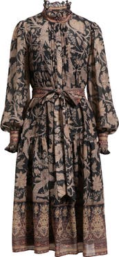 KOBI HALPERIN Moses Mixed Print Long Sleeve Dress