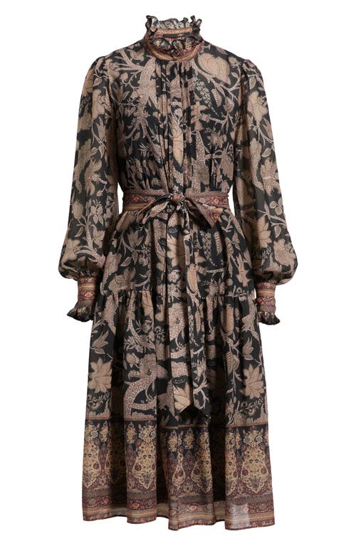 Kobi Halperin Moses Pintuck Floral-print Midi Dress In Brown