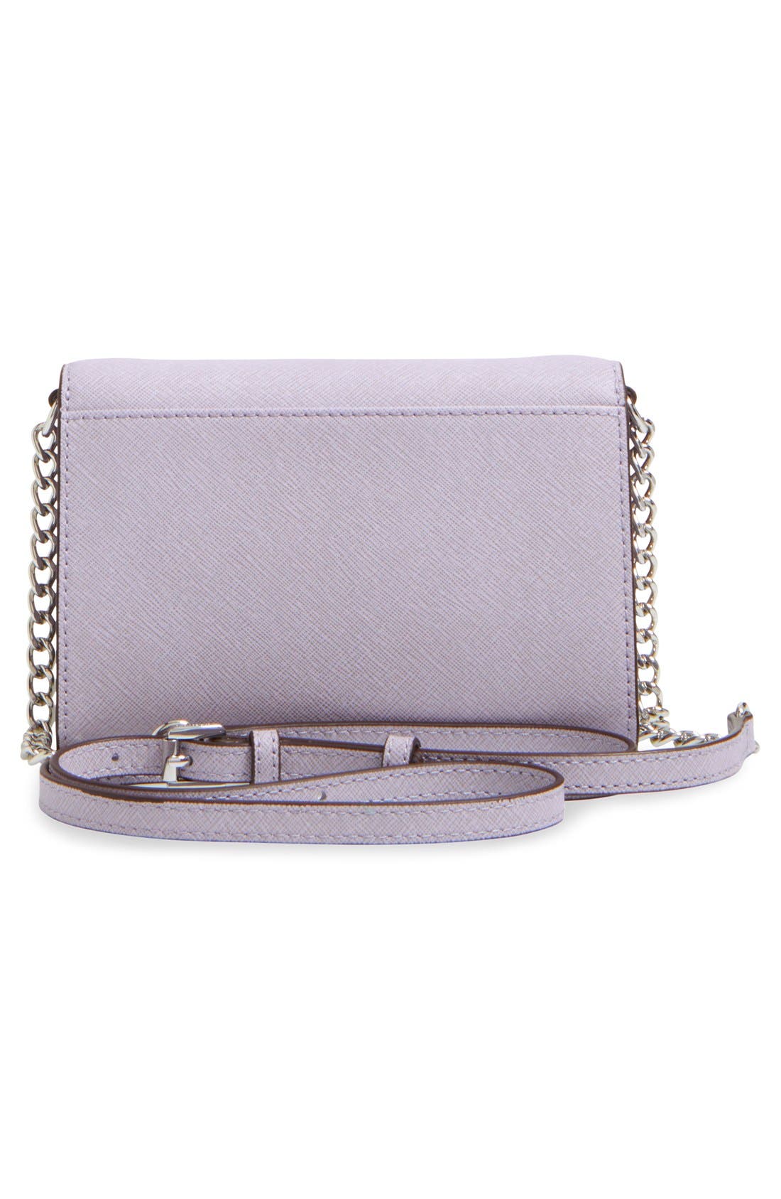 'Large Jet Set' Saffiano Leather Crossbody Bag, Alternate, color, LILAC/ SILVER