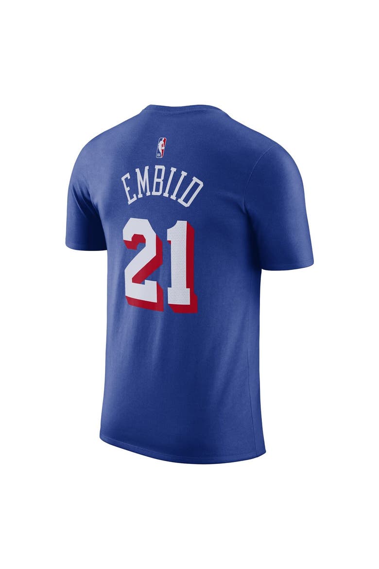 Men's Nike Joel Embiid Royal Philadelphia 76ers Name & Number T-Shirt, Alternate, color, Royal