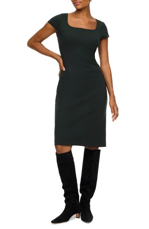 Ponte Cap Sleeve Midi Dress