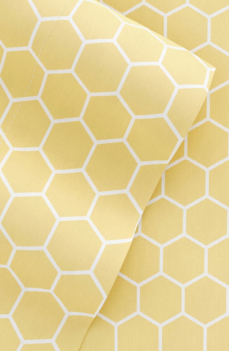 HOMESPUN HOME SPUN Premium Ultra Soft Honeycomb Pattern 4-Piece Bed Sheet Set, Alternate, color, Yellow