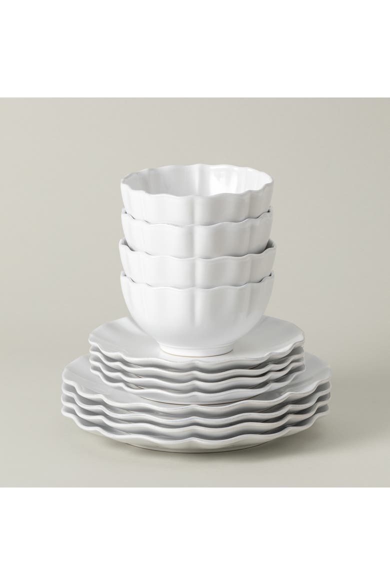 Rosa 12-pc place setting w/ cereal bowl, Main, color, White