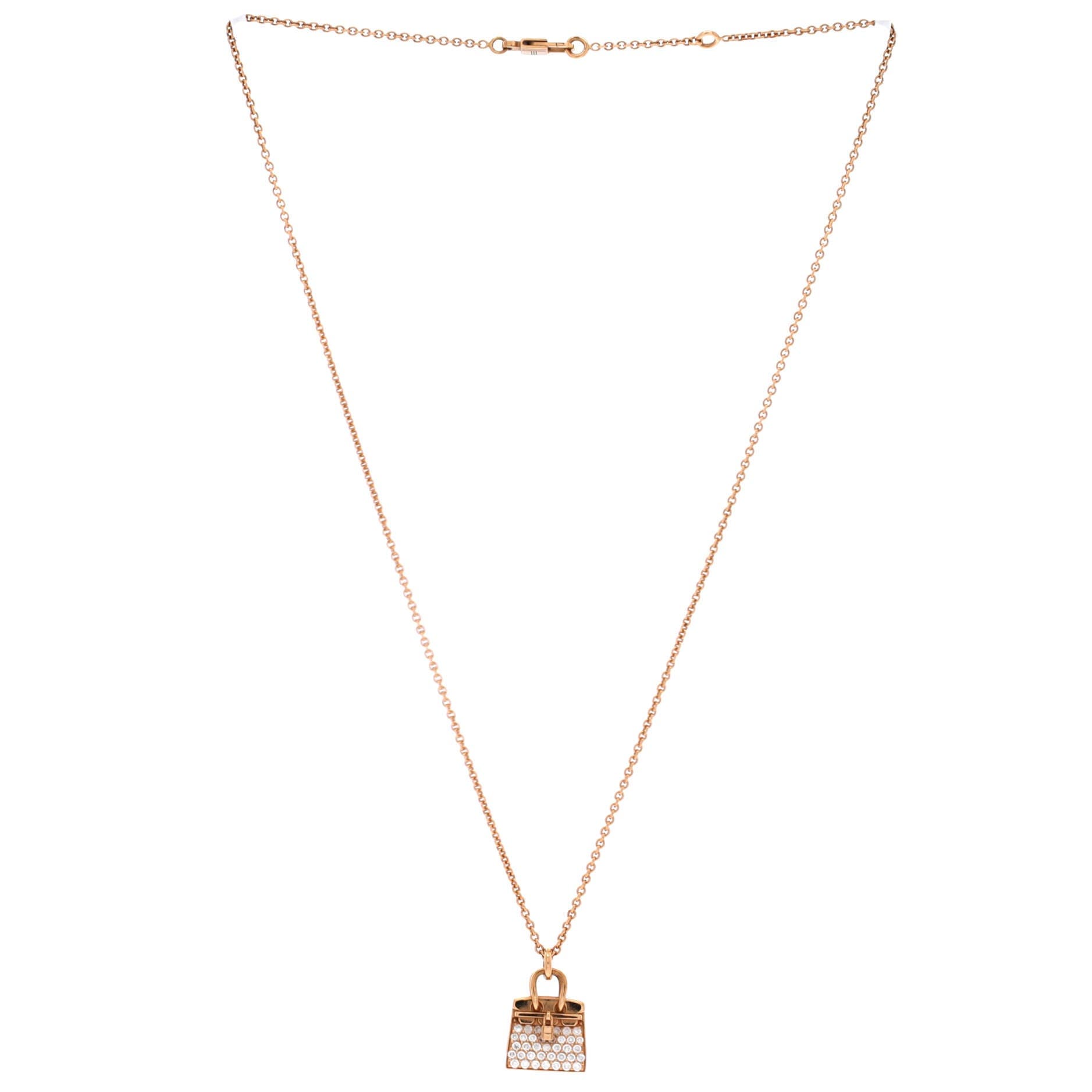 Birkin Amulette NM Pendant Necklace 18K Rose Gold and Diamonds, Alternate, color, Metallic Gold