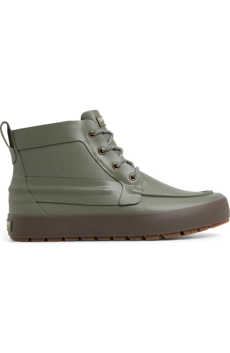 Sperry Sleet Lace-Up Rain Boot, Alternate, color, Olive