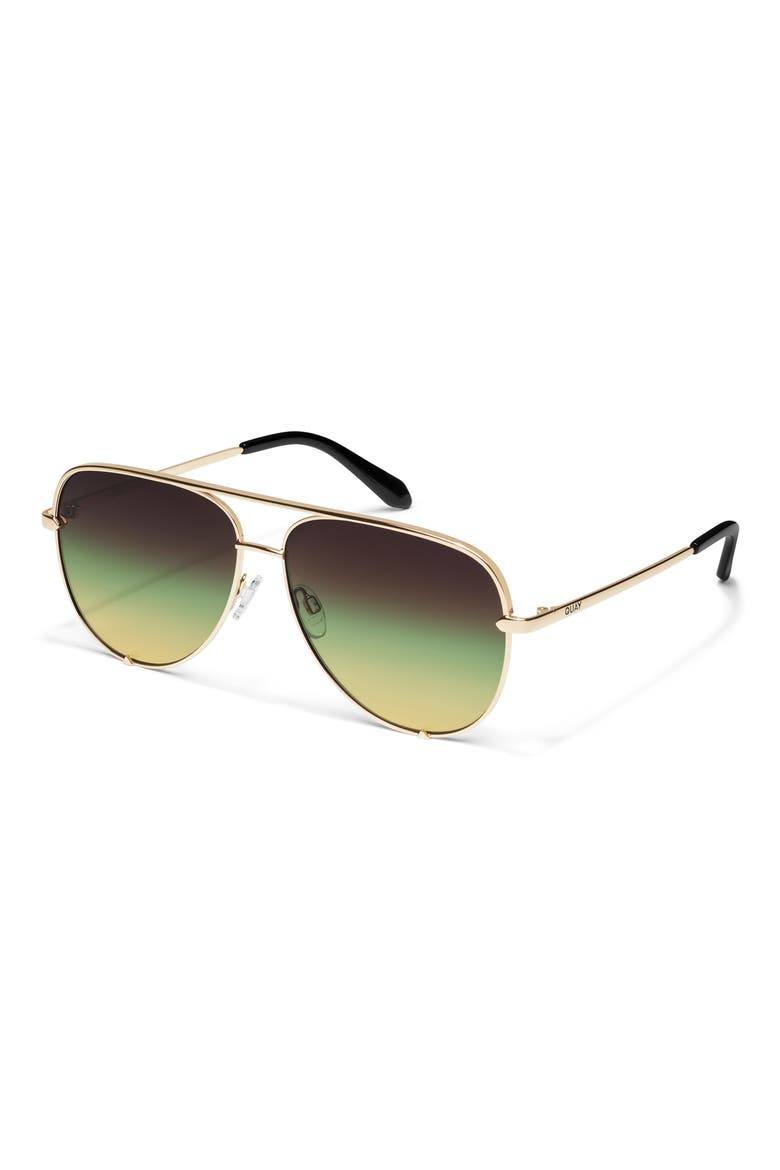 High Key 64mm Oversize Aviator Sunglasses, Alternate, color, GOLD/ PISTACHIO GLOW