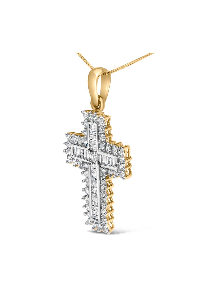 Haus of Brilliance 14K Yellow Gold 2.0 Cttw Multi-Row Diamond Cross Pendant Necklace, Alternate, color, Yellow Gold