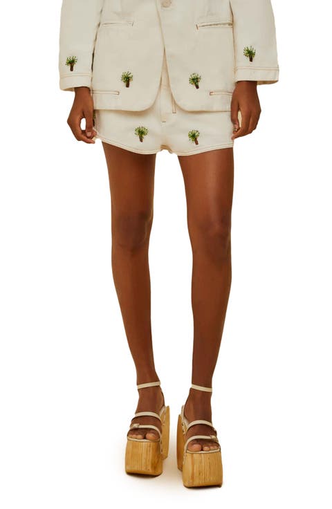 ショートパンツ FARM RIO WHITE LINEN SHORTS Off-White Wavy Pockets Euroflax™ Premium Linen Shorts – FARM Rio