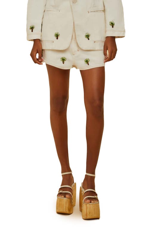 Farm Rio Embroidered Coconut Tree Shorts
