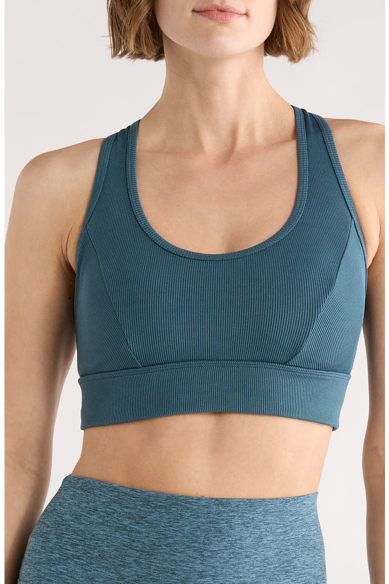 Nina Racerback Sports Bra, Main, color, TIDAL