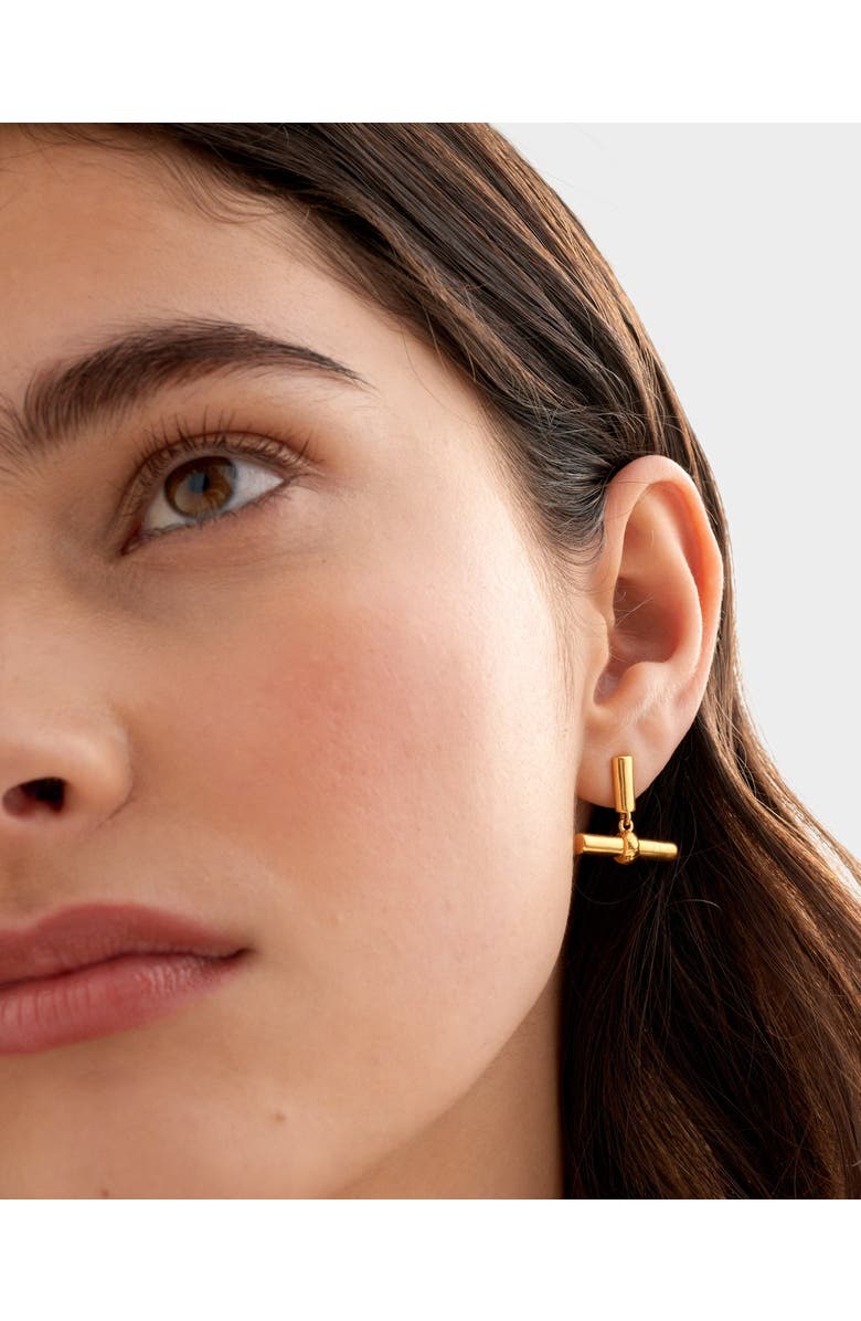 Katie Loxton Themis Waterproof Gold T-Bar Earrings, Alternate, color, Gold