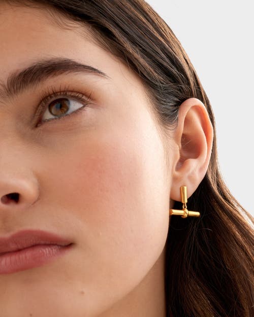 Katie Loxton Themis Waterproof Gold T-bar Earrings In Gold