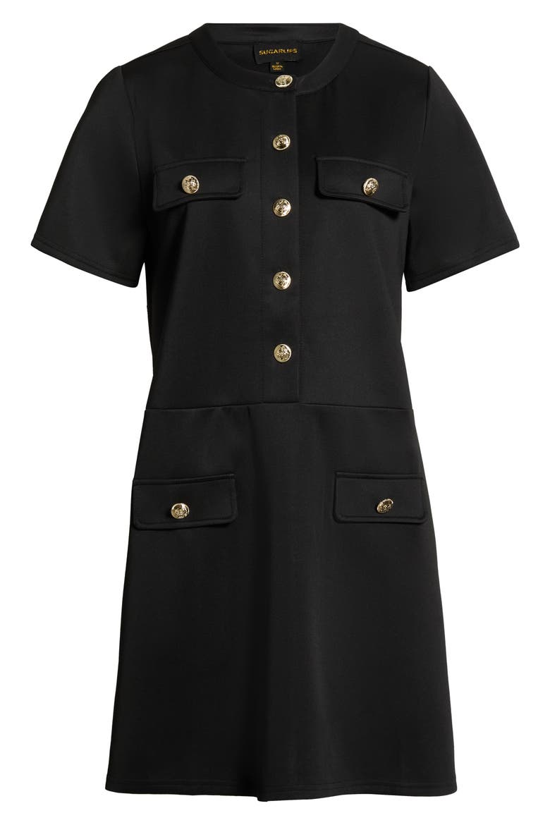 Miliana Button-Up Shift Minidress, Alternate, color, BLACK