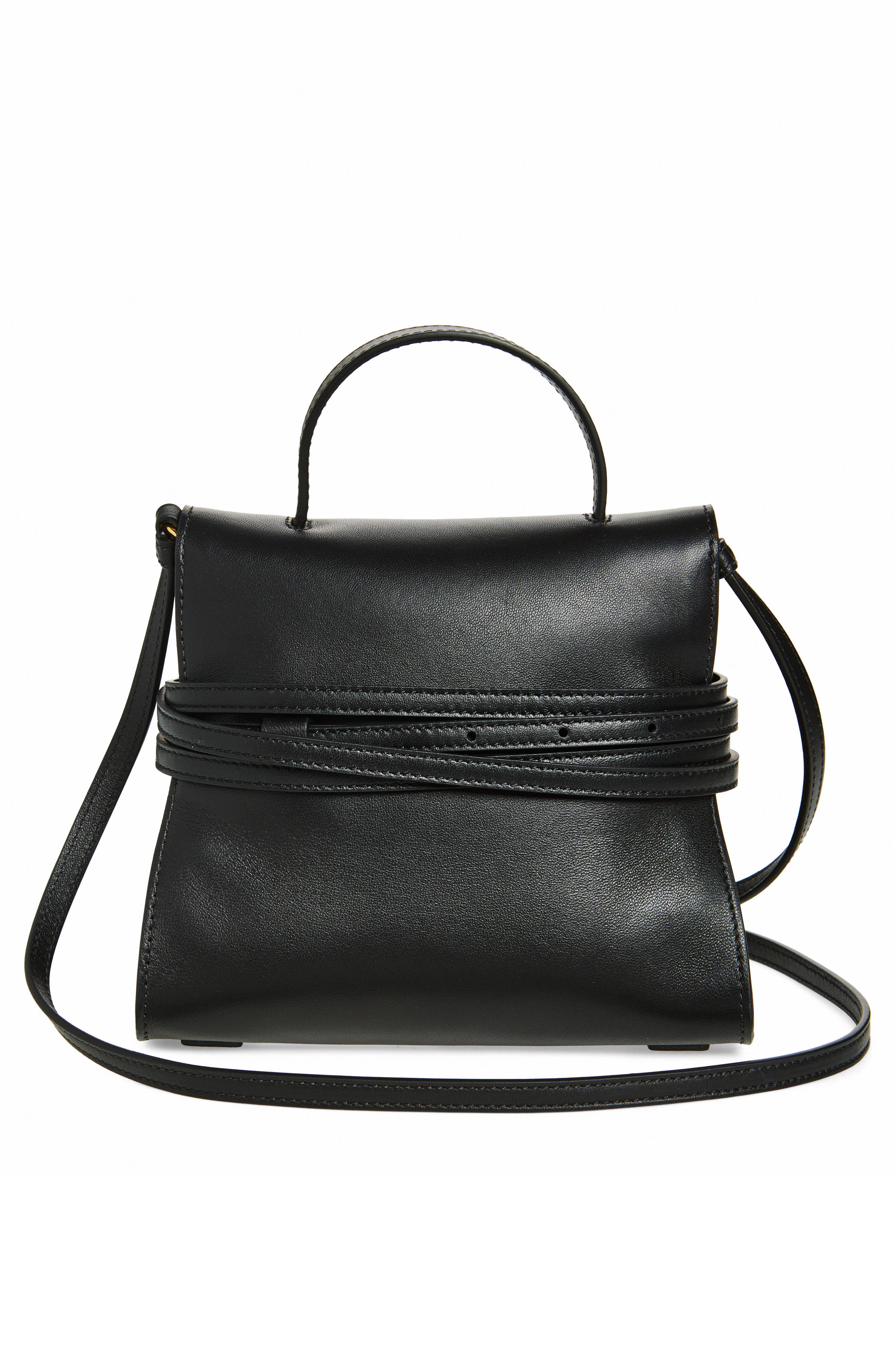 Moschino Tie Me Leather Shoulder Bag, Alternate, color, 