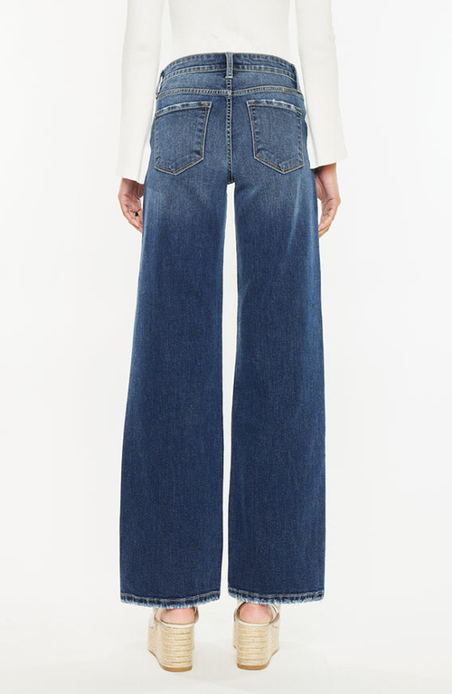 Official Kancan Usa Gemma Mid Rise Wide Leg Jeans In Dark Wash