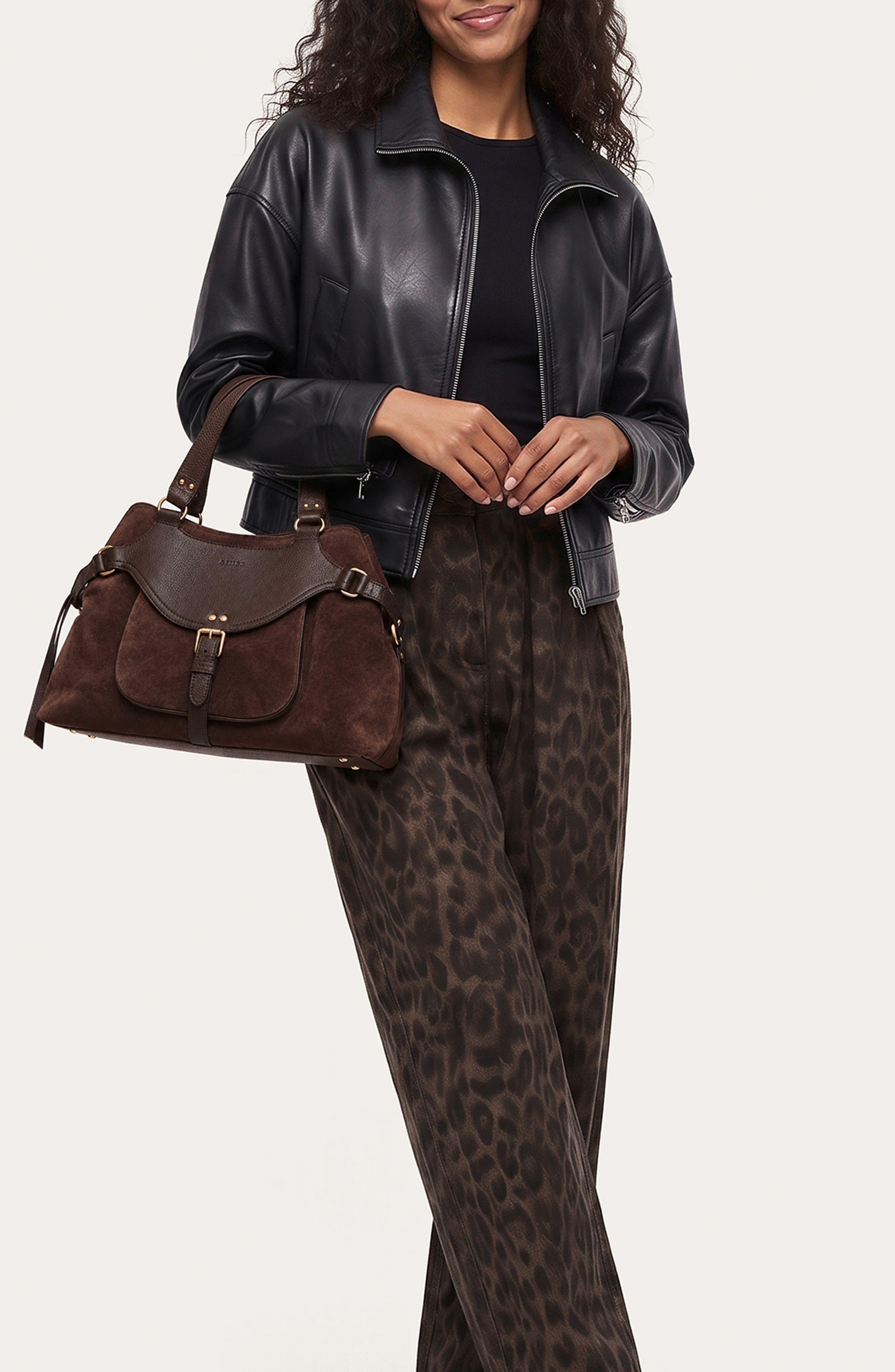 Dash Leather Satchel, Alternate, color, FUDGE SUEDE