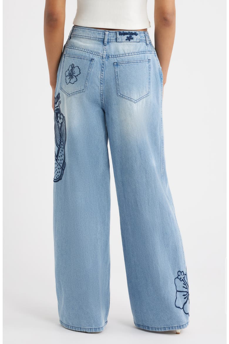 Floral Embroidered Wide Leg Jeans, Alternate, color, SUNDRUNK