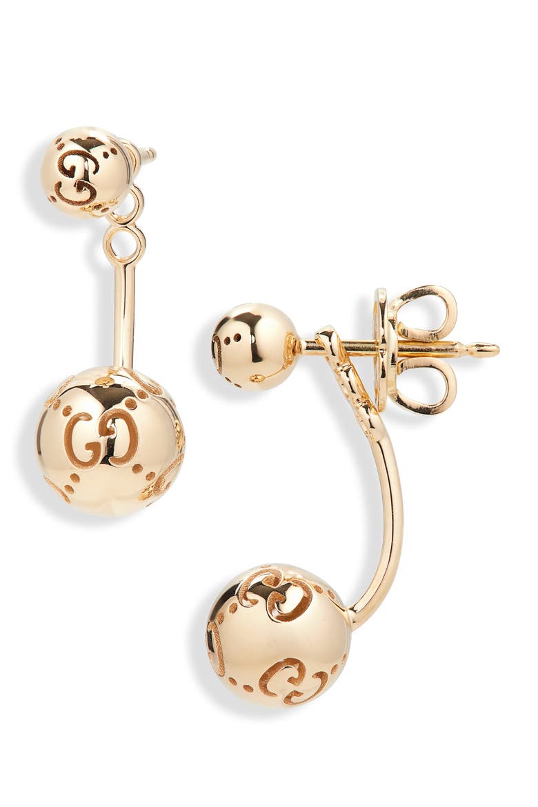 Icon Ball Front/Back Drop Earrings, Main, color, GOLD