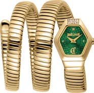 Just Cavalli Romina Snake Wraparound Bracelet Watch, 22.5mm x 28.5mm