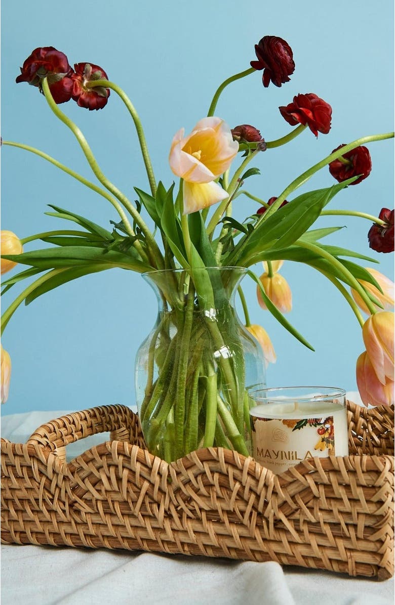 Kubo Mariposa Scallop Rattan Tray, Alternate, color,