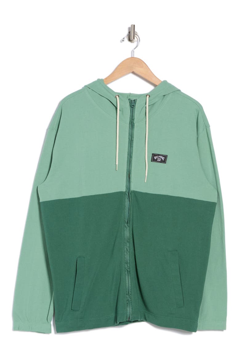 Abner Colorblock Full Zip Hoodie, Alternate, color, DARK GREEN