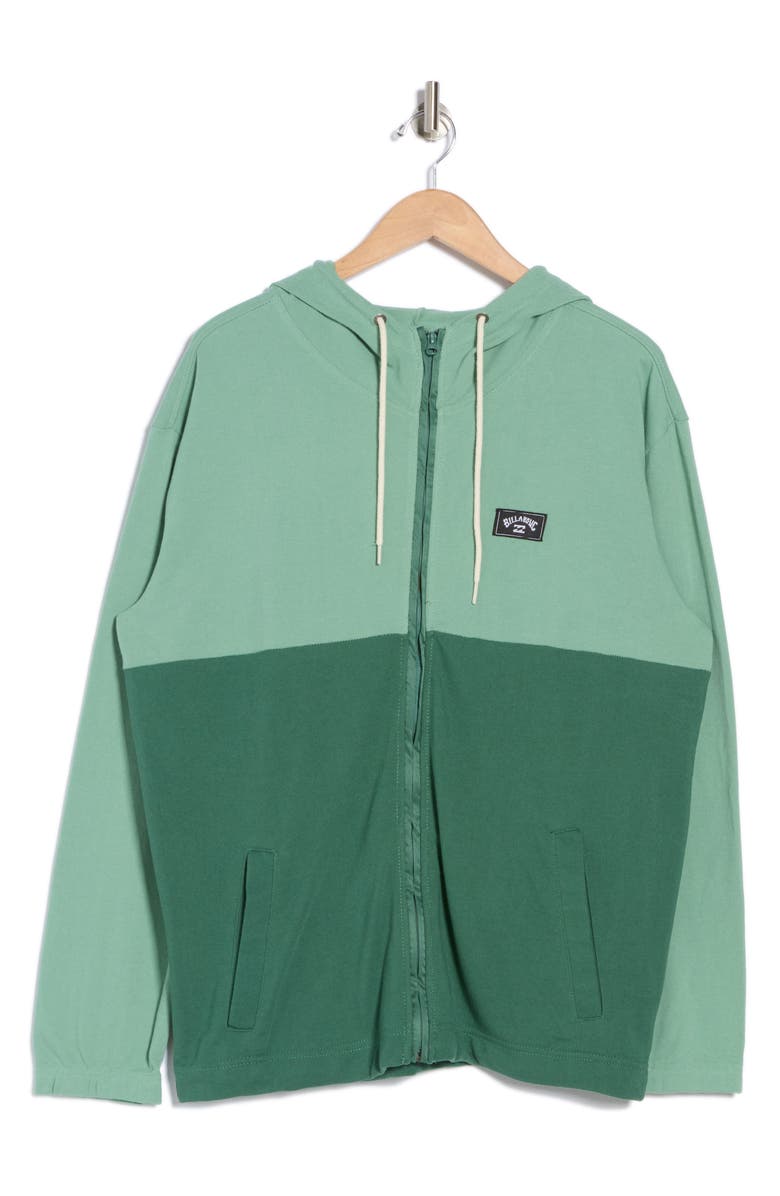 Billabong Abner Colorblock Full Zip Hoodie, Alternate, color, Dark Green