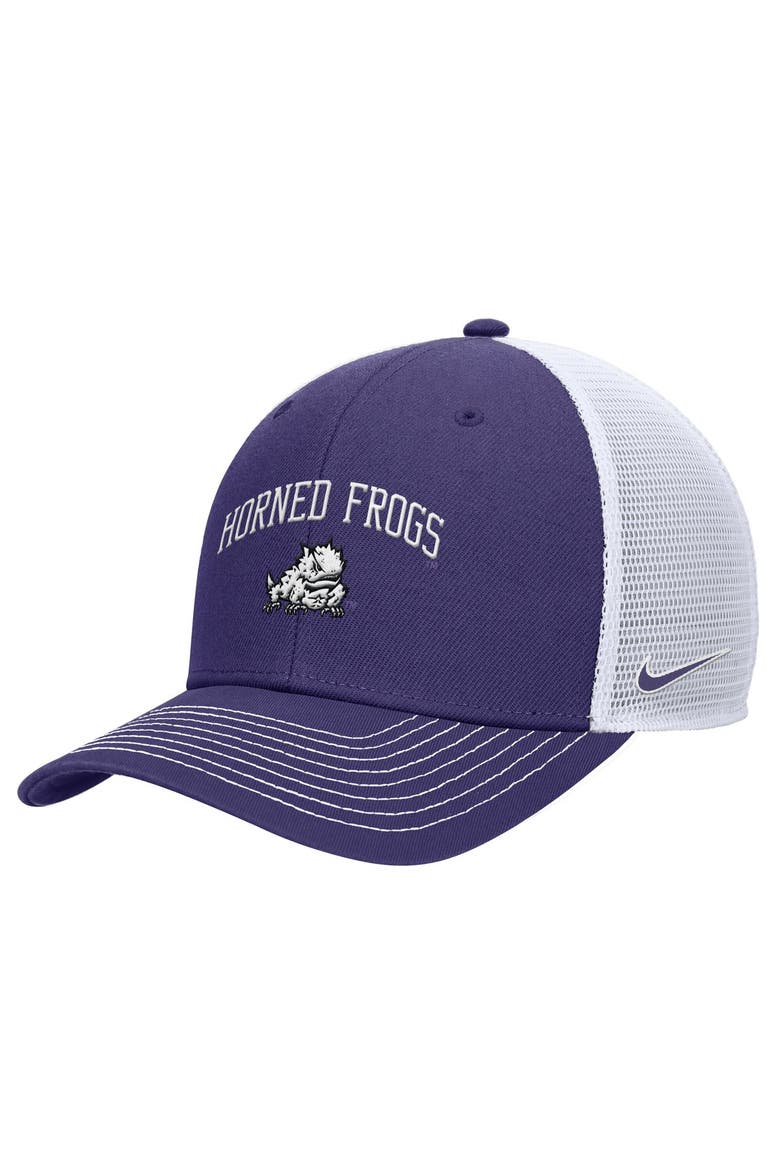 Men's Nike Purple TCU Horned Frogs Rise Adjustable Trucker Hat, Main, color, Purple