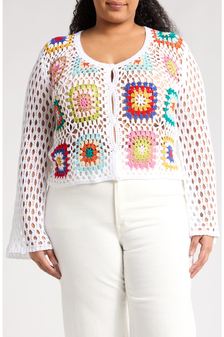 Crochet Square Cardigan, Main, color, CROCHET SQUARES