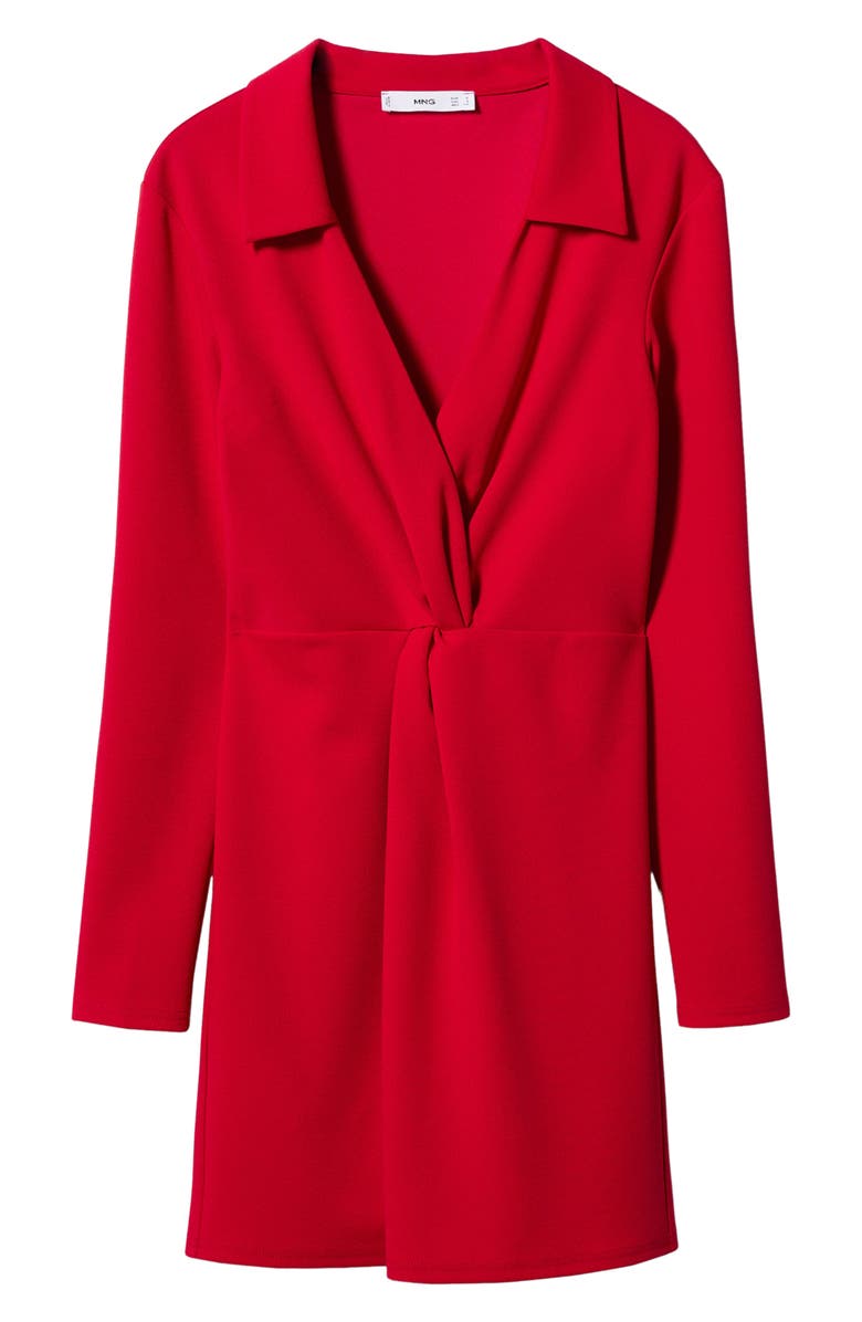 MANGO Twist Front Long Sleeve Shirtdress, Alternate, color, 