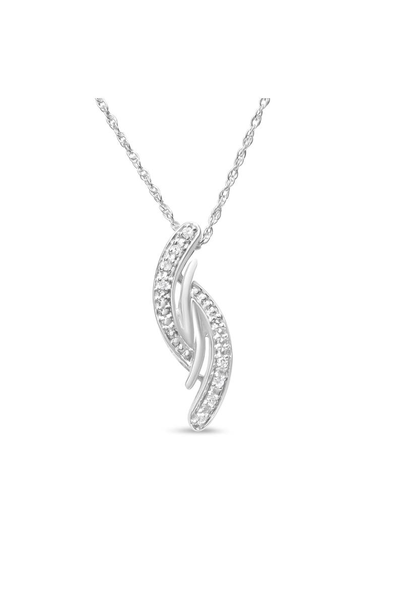 Silver Diamond Accent Bypass Curve 18" Pendant Necklace, Alternate, color, White