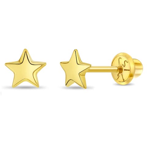 14k Puffed Star Earrings