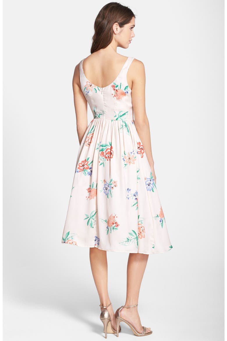 BB Dakota 'Heleen' Floral Print Fit & Flare Midi Dress, Alternate, color, MULTI