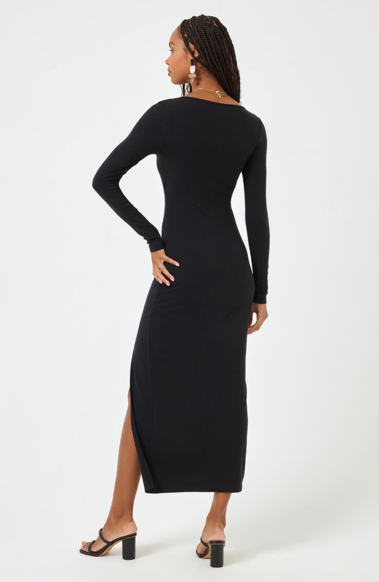 LSPACE Windsor Long Sleeve Midi Dress, Alternate, color, Black