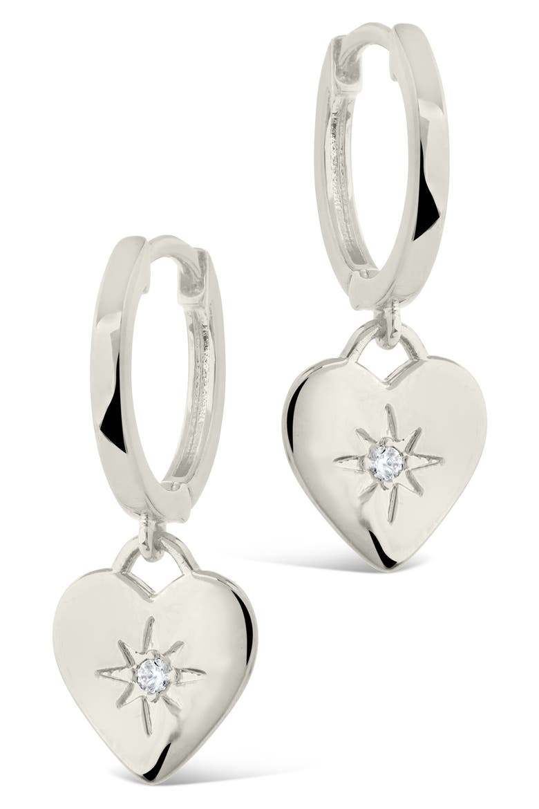 Vivienne CZ Heart Drop Earrings, Alternate, color, SILVER