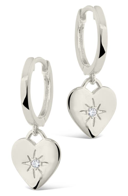 Sterling Forever Vivienne Cz Heart Drop Earrings In Silver